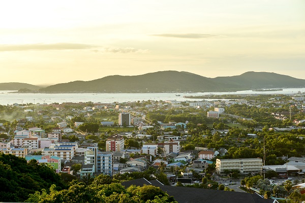 Panoramic view of Songkhla city's coastline